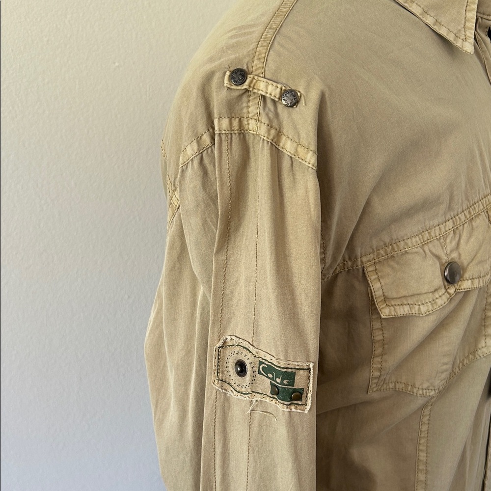 Men's Casual Button Down Shirt - Tan - Picture 5 of 16